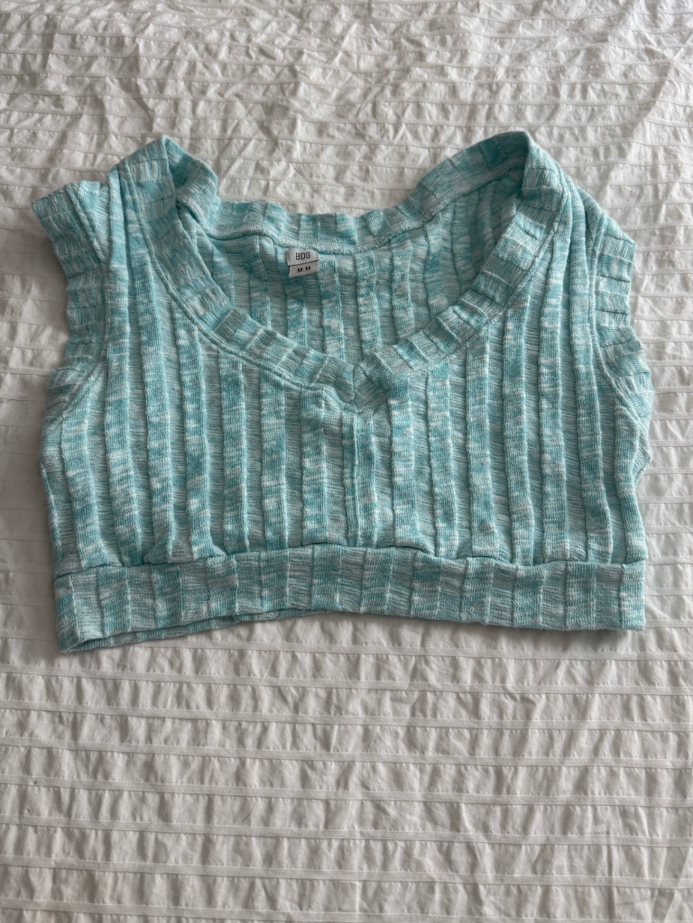 BDG Cotton Blend Light Aqua Ribbed Crop Top women’s medium